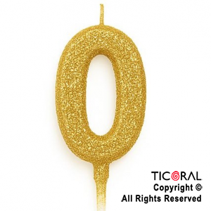 VELA NUMERAL CHICO 5.5 CM CON GIBRE ORO NUMERO 0 x 1